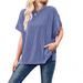 Women's Clothing Summer Solid Color Knitted Oversized Pullover Round Neck Bat Sleeve T Shirt Female_ecoleips.com
