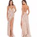 Elegant V-Neck Backless Slit Long Dress With Gold Sequin Embellishments - Sexy Evening Gown For Women, Clubwear, Party Dress, Summer Formal Dress_ecoleips.com