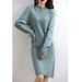 Aria Basics Aria Basics Women's Mid-length, Semi-high Collar, Thick Knitted Cashmere Sweater Dress, Elegant Slim-fitting, European And American_ecoleips.com