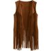 Women's Boho Suede Fringe Vest Sleeveless Longline Jacket Western And Vintage Aesthetic 6 Styles 20 plus Colors_ecoleips.com
