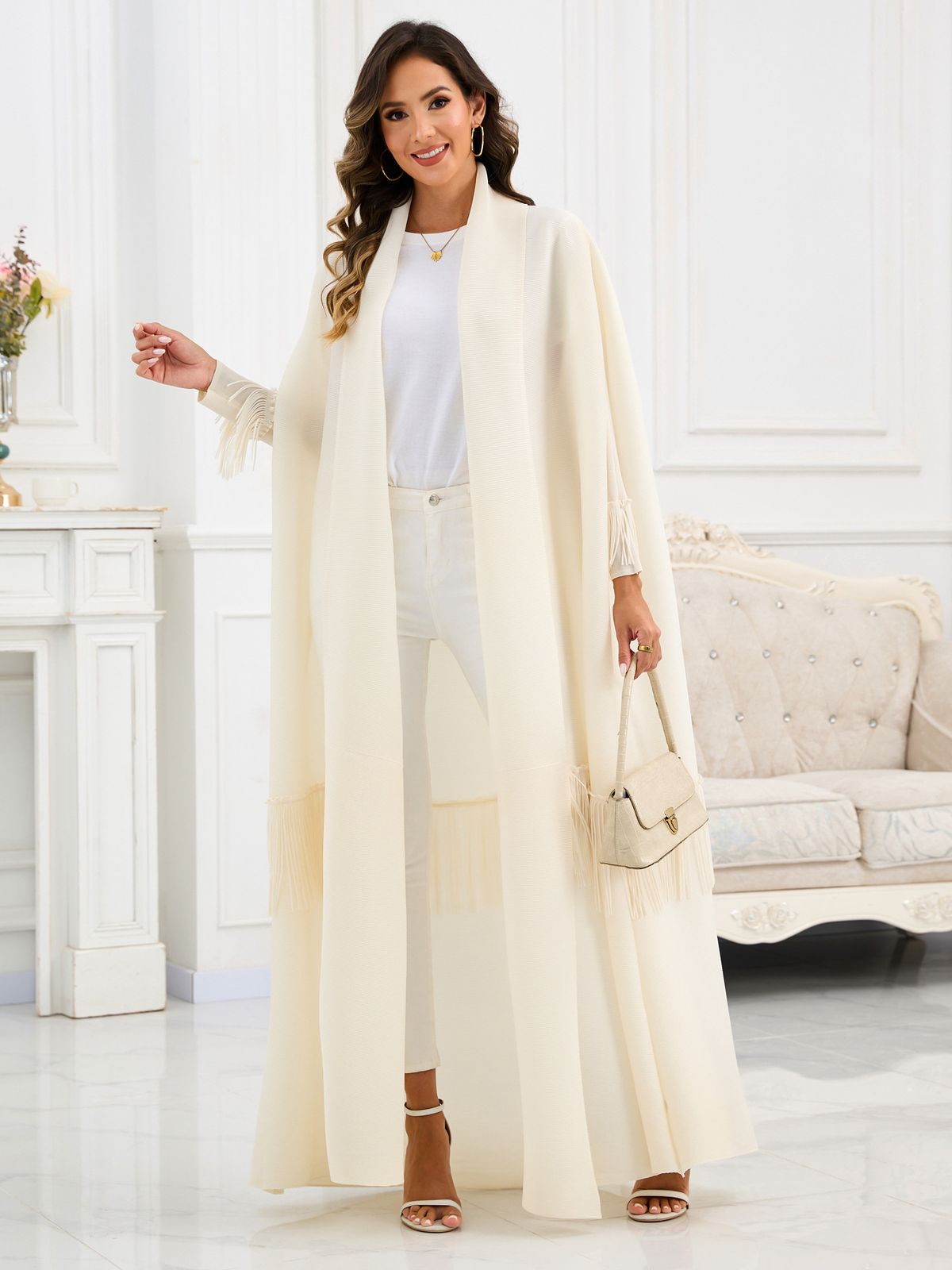 Modest Abaya Dress Trendy Solid Color Batwing Sleeve Kimono Cardigan – Loose & Flowy Women’s Cover-Up_ecoleips.com
