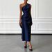 Women's Clothing Women's High-End Satin Pleated Waist Cinching Sleeveless Evening Gown For Formal & Casual For Women_ecoleips.com