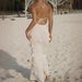 Cross-Border European And American Women's Fashion New Strap Sexy 3D Floral Knit Backless Tie Bodycon Long Dress_ecoleips.com