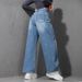 Cross-border 2025 Heart-Shaped Jacquard European American SMX Women's Jeans, Wide High-Waisted Loose Fit, Trendy Brand,_ecoleips.com