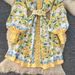 Court-Inspired Floral Print Dress With Lantern Sleeves – High Waist A-Line Midi Dress For Women (Yellow, S-Xxl)_ecoleips.com