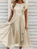 Women’s Clothing Dress Chiffon Splicing Round Neck Sequin Printed Big Swing Skirt Long Skirt Dress_ecoleips.com