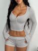 Women's Sports Spice Girl Style Long Sleeve Button T-Shirt Shorts Women's Two-piece Suit Women's Summer 2026 New_ecoleips.com