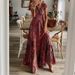 European And American Cross-Border Bohemian Style 2024 New Long Waist-Cinching Floral Print Flared Dress_ecoleips.com