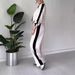 Women's Clothing Casual Fashion Colorblock Zipper Lapel Long Sleeve Top and Pants Two piece Set_ecoleips.com