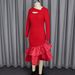 Elegant Red Off-Shoulder Mermaid Dress With Lace Sleeves & High Waist For Banquets & Parties_ecoleips.com