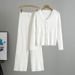 K New Fashion Set Pure Color Slim Fit Knitted Sweater Two Piece Set Female_ecoleips.com