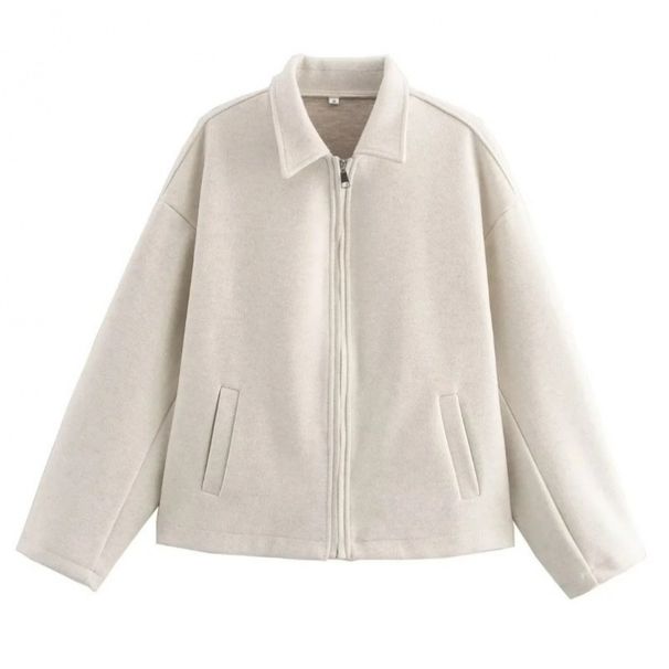 Retro Short Jacket – Poly-Cotton Blend, Lapel Collar, Casual Lightweight Coat For Women (Brown/Beige/Burgundy/Charcoal, S-L)_ecoleips.com