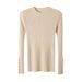 Women's Semi-Turtleneck Knit Sweater Long Sleeve Slim Fit Thermal Lined Casual Pullover Top_ecoleips.com