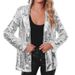 Women's Multicolor Sequined Long Sleeve Blazer Casual Spring Elegant Top Polyester England Style_ecoleips.com