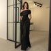 Verve YJ23706 One-Shoulder Mesh Ribbon Ins Style New Elegant Slim Black Long Dress For Women_ecoleips.com