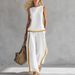 Women's Casual Sleeveless Round Neck Top & High-Waisted Wide Leg Pants Set – Comfortable Loungewear, Versatile Outfit For Work & Leisure_ecoleips.com