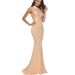 Beaded High Neck Mesh Sleeveless Mermaid Maxi Dress, Cutout Open Back High Side Split Formal Bridesmaid Evening Gown_ecoleips.com