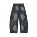 Women's Wasteland Style Washed Distressed Scimitar Jeans Casual Cotton Denim Jeans With Frayed Edge For Spring/Autumn Summer_ecoleips.com