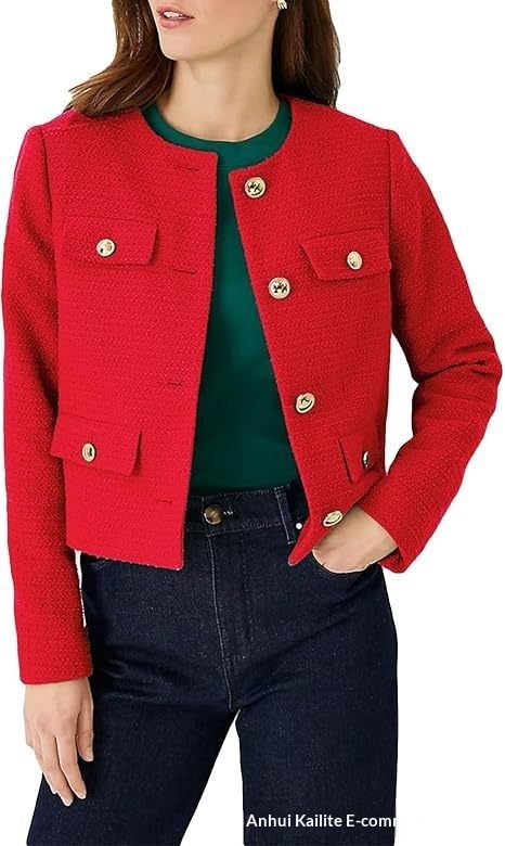 Cross-border Women's Fashion 2025 New Autumn And Winter High-end Round-neck Short Coat In French Tweed Style_ecoleips.com