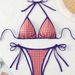 Women's Clothing Sexy Beach Bikini Houndstooth Tie Halter Neck Triangle Small Chest Cute Girl Swimsuit Female_ecoleips.com