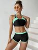 Verve New Women's Two-Piece Solid Color Sports Swimwear Bikini Set_ecoleips.com