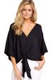 2025 Women's Shirt Spring Summer V-neck Short Sleeve Knot Print Top_ecoleips.com