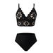 Women's Fashionable Sexy Three Piece Swimsuit Hollow Out Design Bikini Set Regular Size Polyester Nylon Vacation Style_ecoleips.com
