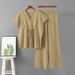 Women's round Neck Sleeveless Knit Set Casual Sports Wide Leg Pants Two Piece Set for Spring And Summer Loose Fit_ecoleips.com