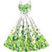 New Foreign Trade Irish Festival Clothing, Three-leaf Digital Print Dress, St. Patrick's Day Suspender Dress For Women_ecoleips.com