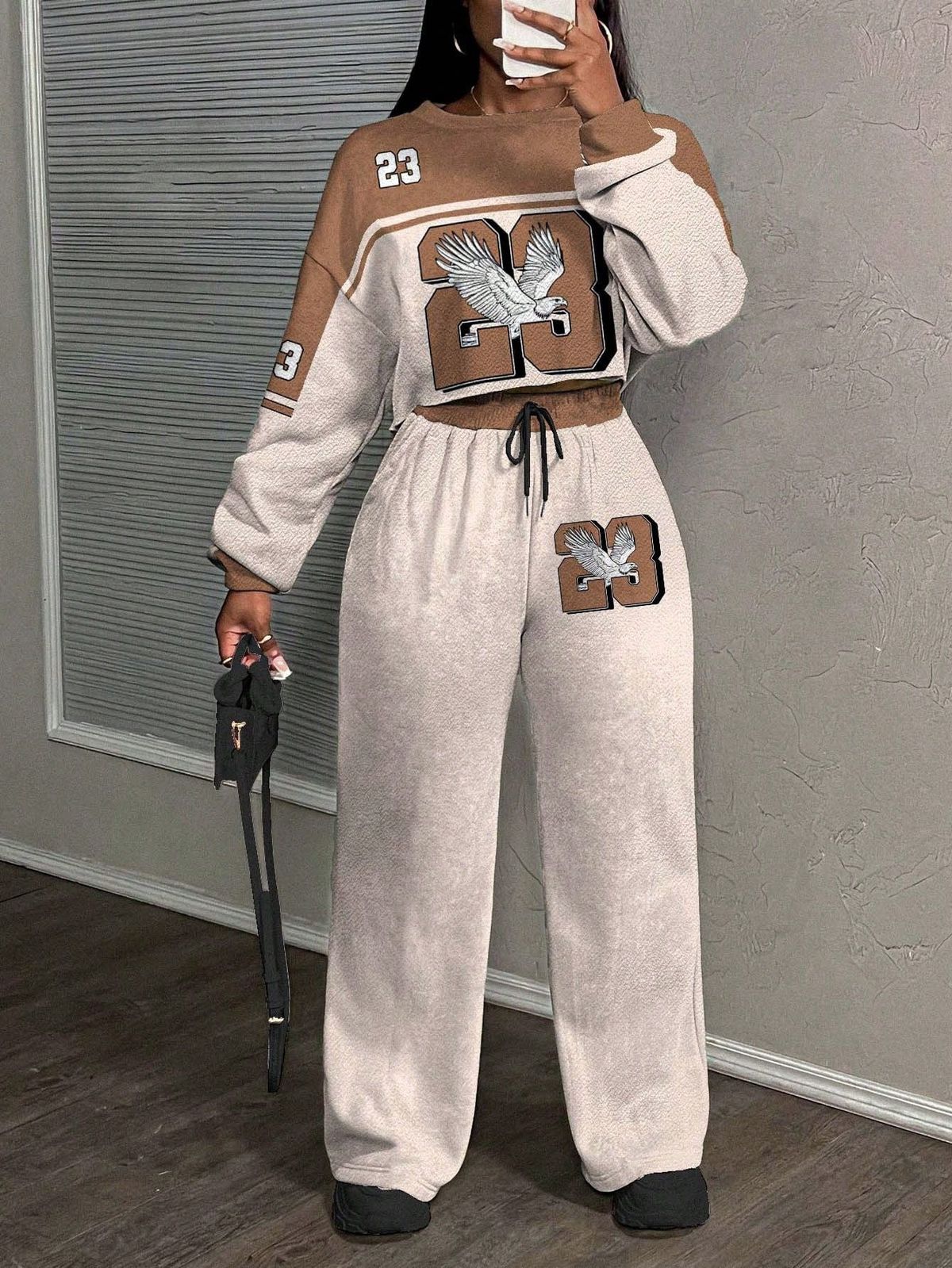 Streetwear Hip-Hop Jogger Set – Geometric Print Long Sleeve Top & Pants (Trendy & Comfortable For Casual & Gym)_ecoleips.com