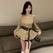 Elegant Mature Style Off-shoulder Long-sleeve Shirt For Women, Autumn Design With Stylish Belt To Cinch The Waist And_ecoleips.com