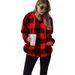Fur-Lined Jacket For Autumn/Winter Season, Long-Sleeved With Hood, Checkered Pattern, Plush-Fur Women's Hoodie_ecoleips.com