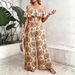 Women's Elegant Off-Shoulder Two Piece Set Floral Print Slim Fit Wide Leg Pants Spring Summer New Arrival Cross Border_ecoleips.com