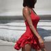 Women's Sexy Asymmetrical Ruffled Halter Backless Single Breast Button Mini Dress – Summer Club Gown_ecoleips.com