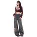 American Retro Side-zip Raw-edge Straight-leg Jeans For Women, Spring/summer Trendy New Butterfly Patch Floor-length_ecoleips.com