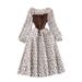 Tiered Ruffle Dress – Floral Print Wrap Design With Puff Sleeves (One-Size Fits Most) 3d Floral Depth_ecoleips.com