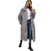 Women’s Long Lapel Faux Fur Coat – Winter Warm Plush Jacket, European Style Beige & Grey_ecoleips.com