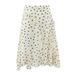 Asymmetrical Flounce Hem Skirt – Trendy High-Low Midi Skirt For Streetwear & Casual (S/M/L, Polyester, Non-Stretch, Raw-Cut Edge)_ecoleips.com