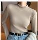 K Slim-fit Half-turtleneck Sweater As A Base Layer; Plus-fleece Warm Top With A Small Collar For Women; Long Sleeves_ecoleips.com