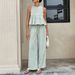 Women's Plaid Suit Set Sleeveless Ruffled Skirt round Neck Two Piece Fashionable Elegant European American Style_ecoleips.com