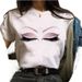 Euroean And American Cross-border Foreign Trade Clothing, Sexy Eyelash Rint Round-neck Short-sleeve Women's T-shirt_ecoleips.com
