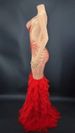 Women’s Clothing singer host model rhinestone sling backless feather stitching mopping party dress dress_ecoleips.com