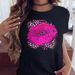 New Plus-size Cross-border Round-neck European And American Colorful Lip Print Women's Short-sleeve T-shirt_ecoleips.com
