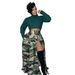 S390441 Spring Summer New Women's Casual Camouflage Print Zipper Split Elastic Waist Skirt_ecoleips.com