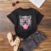 Women's Casual Versatile round Neck Short Sleeve T-Shirt Fashionable Cartoon Tiger Print Top for Spring/Summer_ecoleips.com