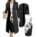 Women's Floral Print Two Piece Set Autumn/Winter Long Sleeved Top With Sleeveless Dress Regular Fit Polyester Pant Set_ecoleips.com