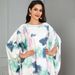 Muslim Dress Women Elegant Printed Dubai Abaya Dress – Batwing Sleeve Muslim Robe For Women, Flowy Long Dress With Middle Eastern Floral Design_ecoleips.com