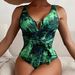 Floral Print One-Piece Swimsuit – Deep V-Neck & Adjustable Bow Straps (S/M/L) – Sexy & Supportive Swimwear For Beach & Pool_ecoleips.com