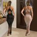 Women's Clothing Women's V Neck Rhinestone Sleeveless Long Dress_ecoleips.com