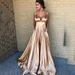 Verve 2025 Summer New Women's Fashion Sexy V-neck Solid Color Dress Strap Evening Gown_ecoleips.com